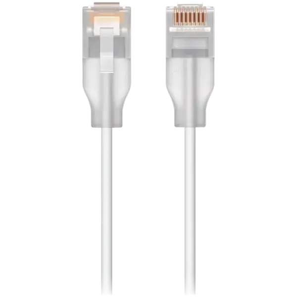 Ubiquiti UACC-Cable-Patch-EL-0.15M-W-24 Nano-thin patch cable with 2.5 GbE and PoE++ support designed to show Etherlighting™ effects, Translucent booted RJ45 for optimal Etherlighting™ brightness, Outer diameter 2.5 mm