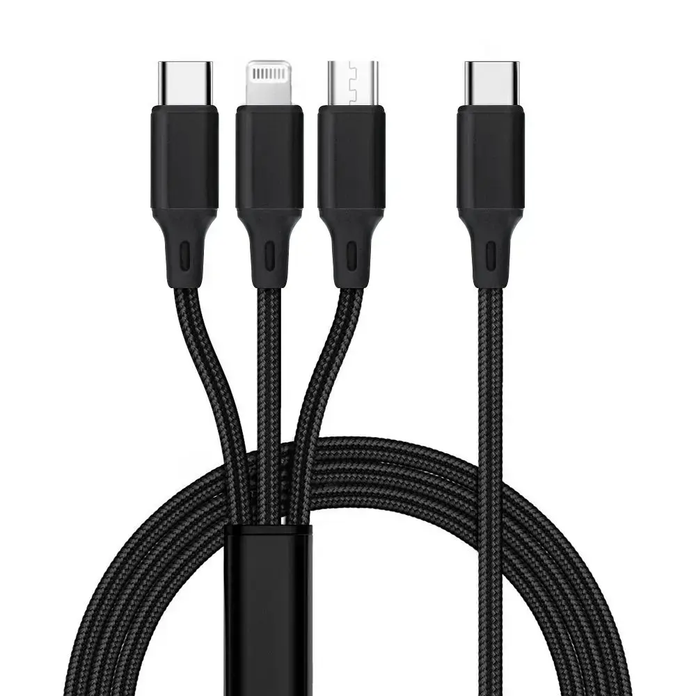 C171 3-in-1 datu pārraides un uzlādes vads | USB-C uz Lightning, USB-C, Micro USB | 12W | 1.2m | melns