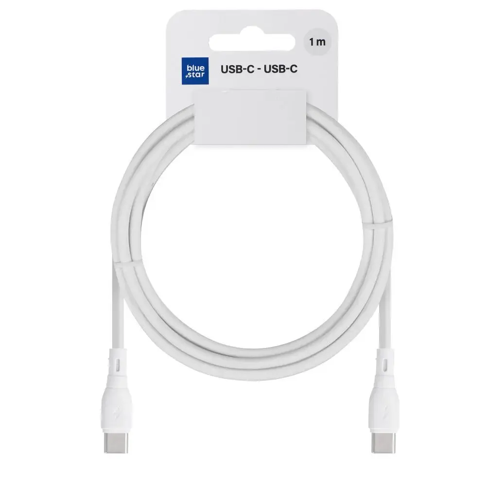 Blue Star PJ73-13-3 datu pārraides un uzlādes vads | USB-C uz USB-C | 60W | 1m | balts