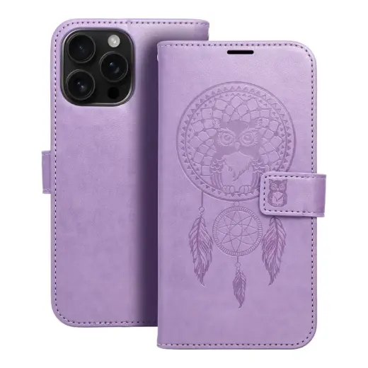 MEZZO dreamcatcher knyginio tipo telefono dėklas iPhone 16 Pro Max violetinis