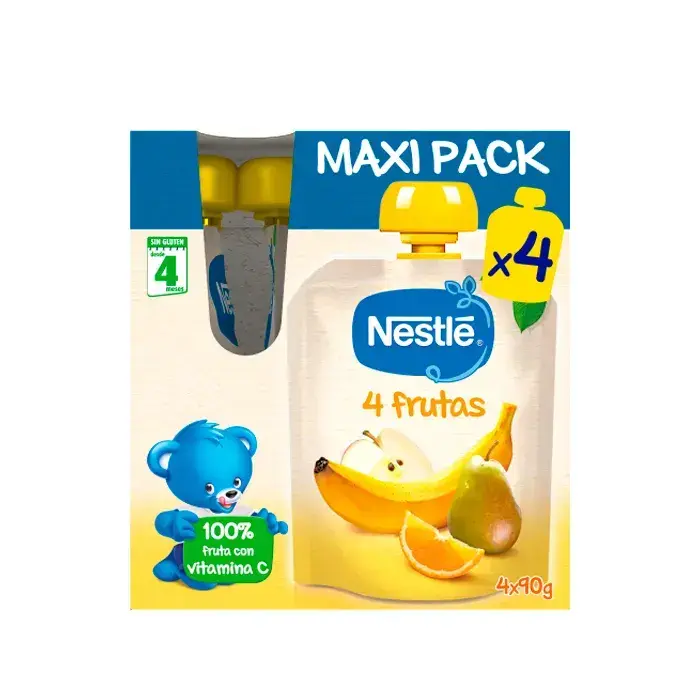 Nestle 4-fruit sachet, 4x90g Maxi Pack