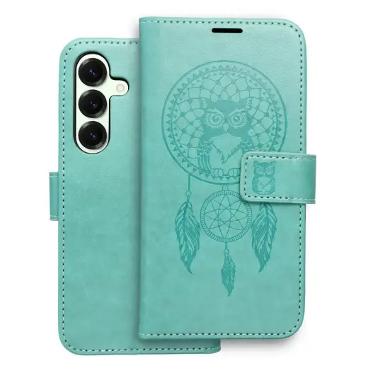 MEZZO dreamcatcher knyginio tipo telefono dėklas Samsung Galaxy S25 (S931) žalias