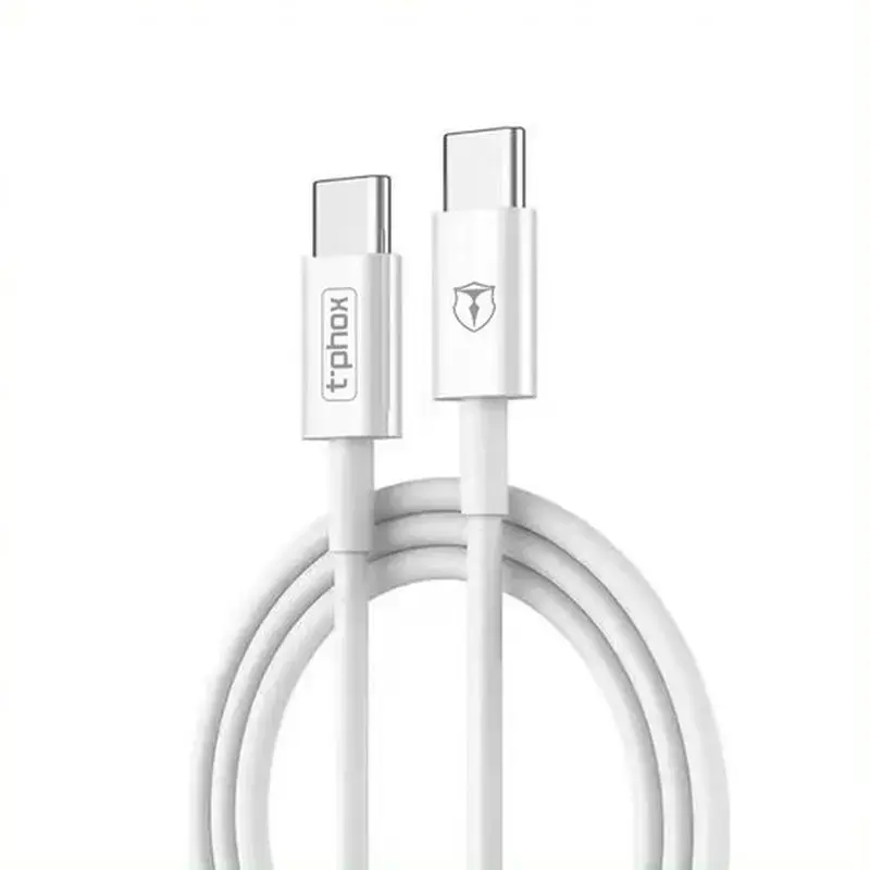 T-PHOX GLARY LITE SERIES datu pārraides un uzlādes vads | USB-C uz USB-C | 15W | 1m | balts