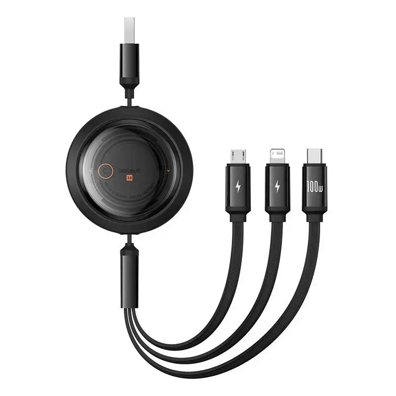 Baseus Free2Draw 3-in-1 data transfer and charging cable | USB-A to USB-C, Lightning, Micro USB | 100W | 1.1m | black