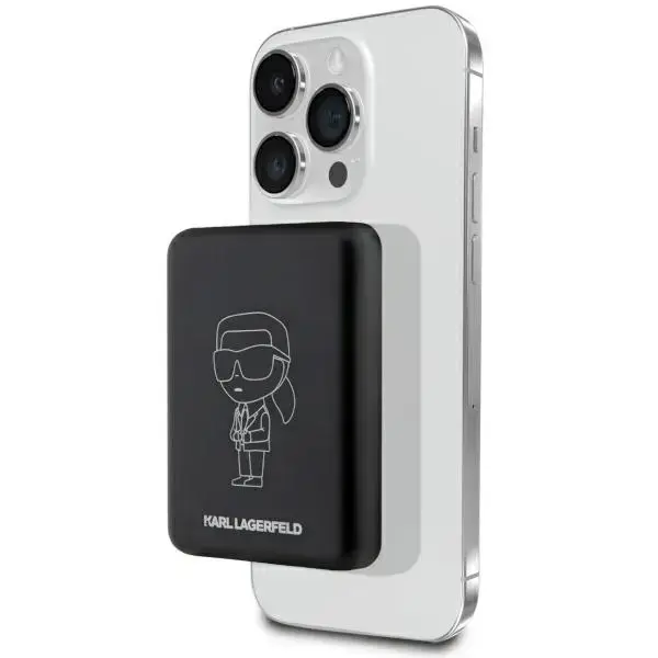 Karl Lagerfeld Ikonik ārējais akumulators (powerbank) | 3000 mAh | 5W | USB-C, MagSafe | melns