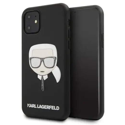 Karl Lagerfeld KLHCN61GLBK Embossed glitter Cover for Apple iPhone 11 black