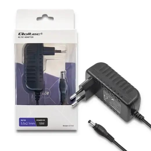 Qoltec Plug-in power supply 18W | 9V | 2A | 5.5*2.1