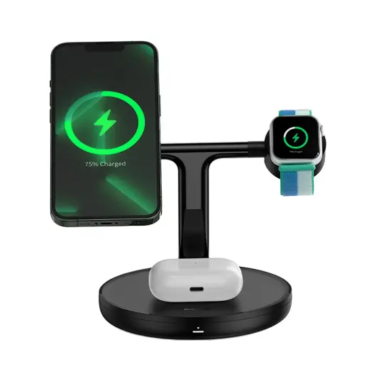 Baseus Swan 3-in-1 juhtmevaba laadija | Qi | Ühildub MagSafe'iga | must
