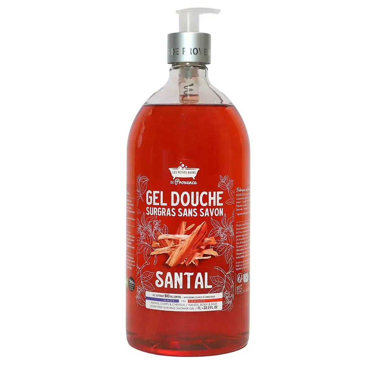 Les Petites Bains de Provence, Santal, Shower Gel, For Body, Face & Hair, For Sensitive Skin, 1000 ml
