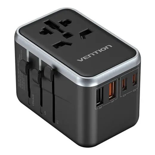 Vention FJFB0 tīkla lādētājs | 65W | GaN | USB-C, USB-A | melns