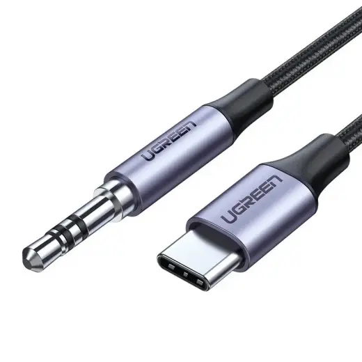 UGREEN jack ligzda 3,5 mm AUX uz USB-C kabelis 1 m (tumši pelēks)