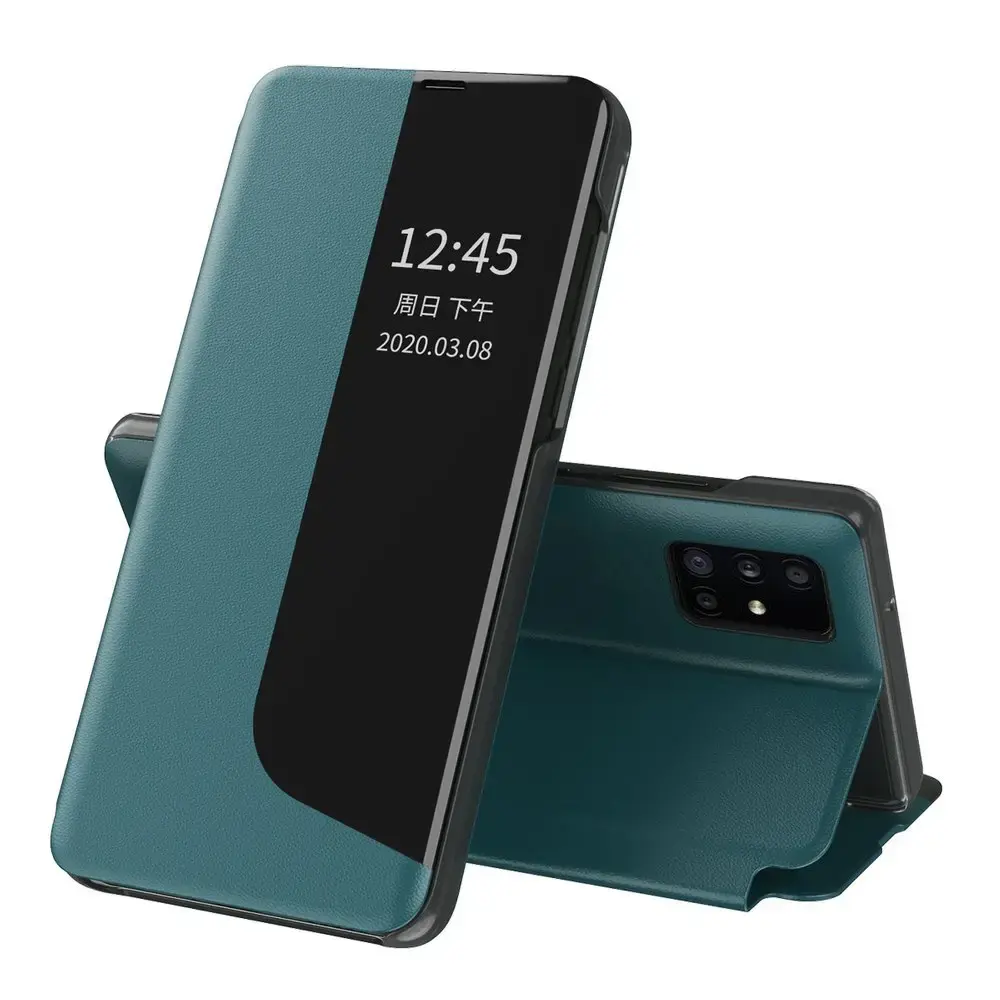 Eco Leather View Case elegant bookcase type case with kickstand for Huawei P40 Pro green