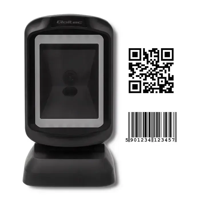 Qoltec Stationary barcode reader and QR code scanner | 1D 2D | USB | Fast