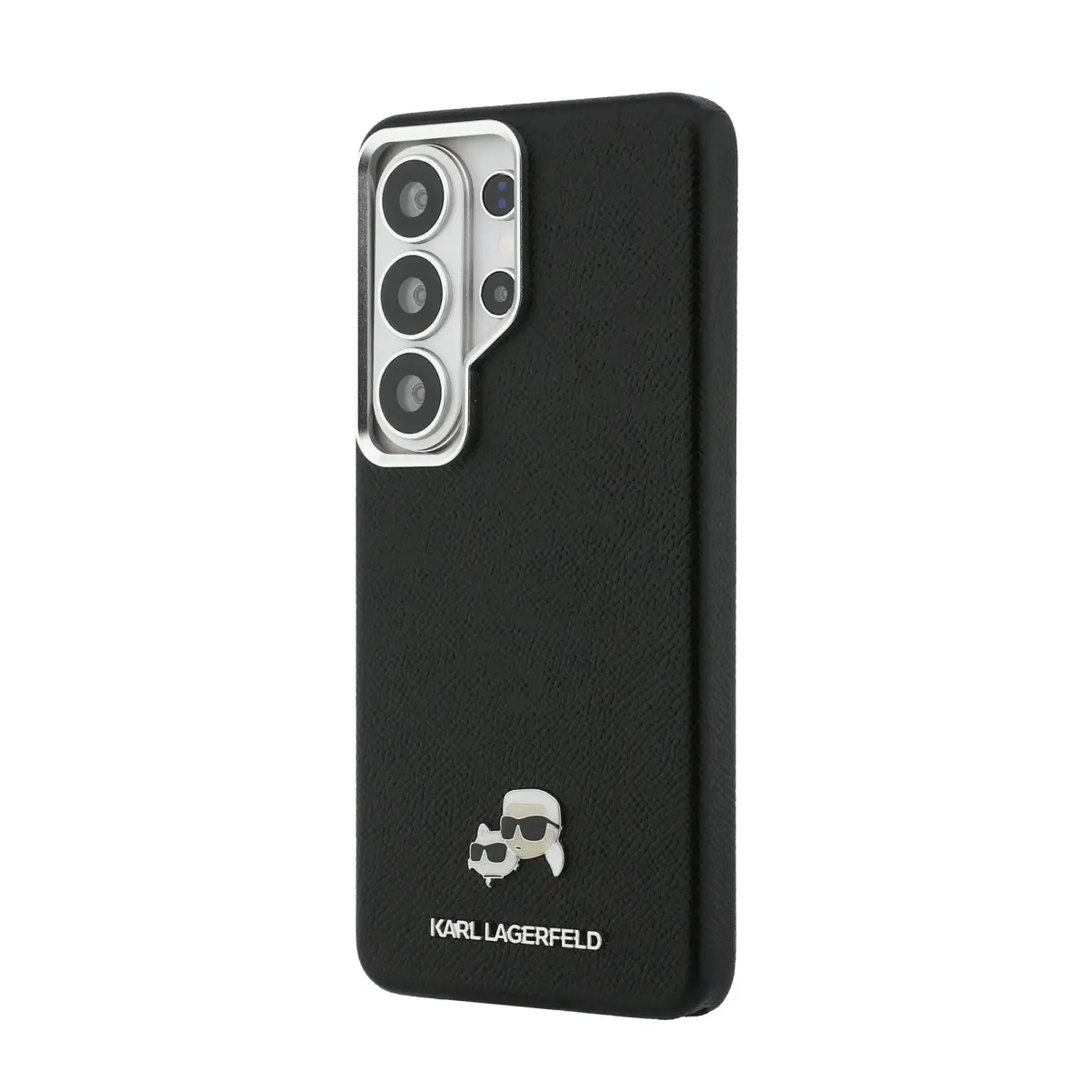 Karl Lagerfeld Grained PU Leather K&CH Heads maciņš ar MagSafe atbalstu telefonam Samsung Galaxy S26 Ultra (S948) melns