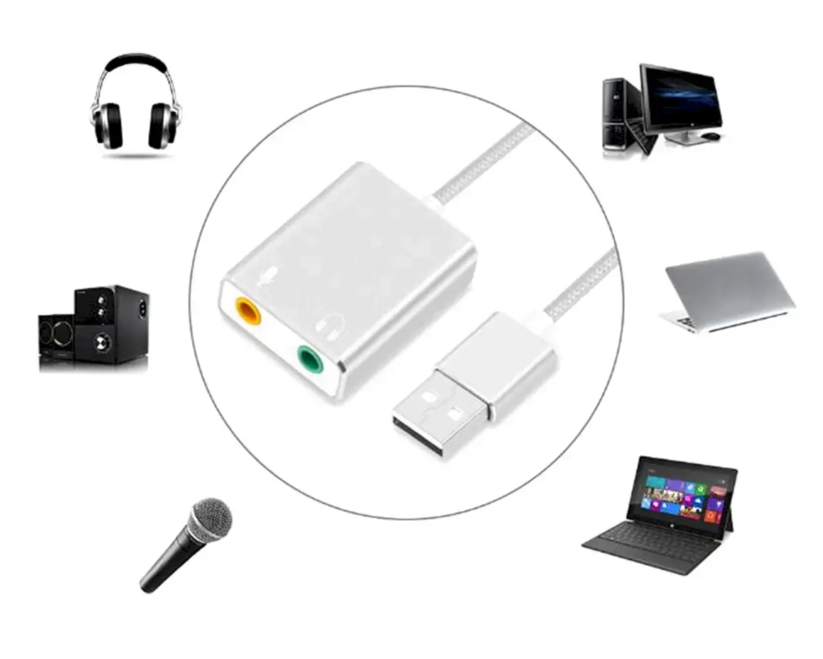 Fusion sound card USB | 7.1 | 5 cm cable | microphone grey
