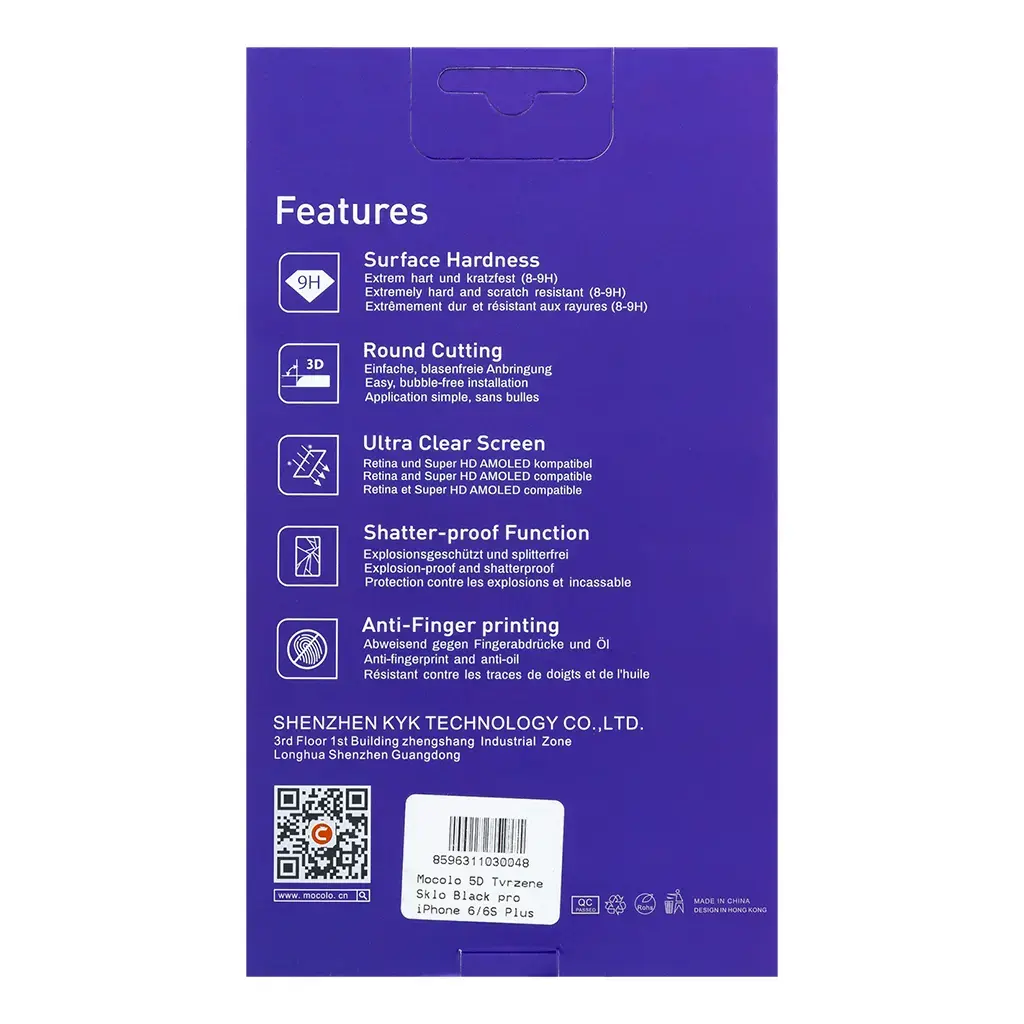 Mocolo 5D Tempered Glass Black for iPhone 6|6S Plus