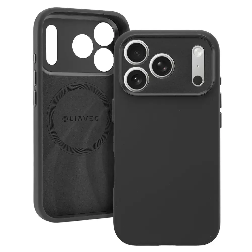 Liavec Silk Shield Metal Camera Frame phone case with MagSafe support for iPhone 18 Pro | iPhone 17 Pro black
