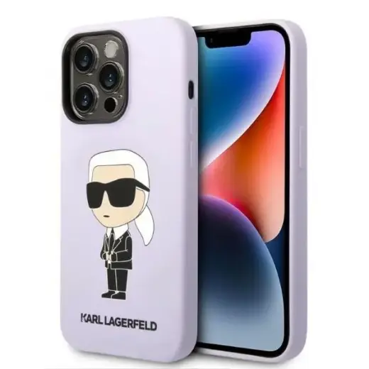 Karl Lagerfeld Liquid Silicone Ikonik NFT Case for iPhone 14 Pro Max Purple