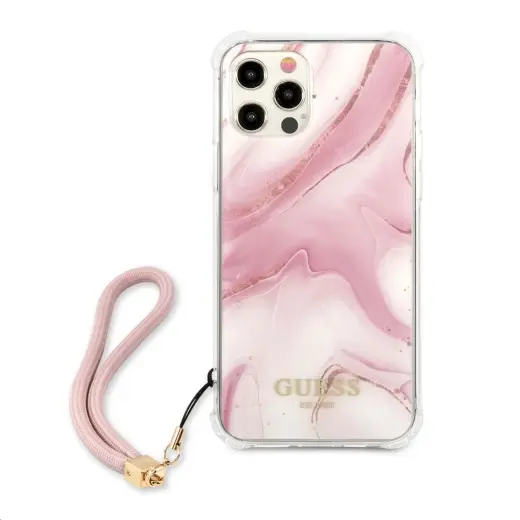 GUHCP12MKSMAPI Guess TPU Marble Case for iPhone 12|12 Pro Pink