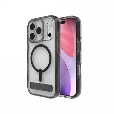 ZAGG Santa Cruz Snap KS MagSafe Case with Stand for iPhone 17 Pro - Clear and Black