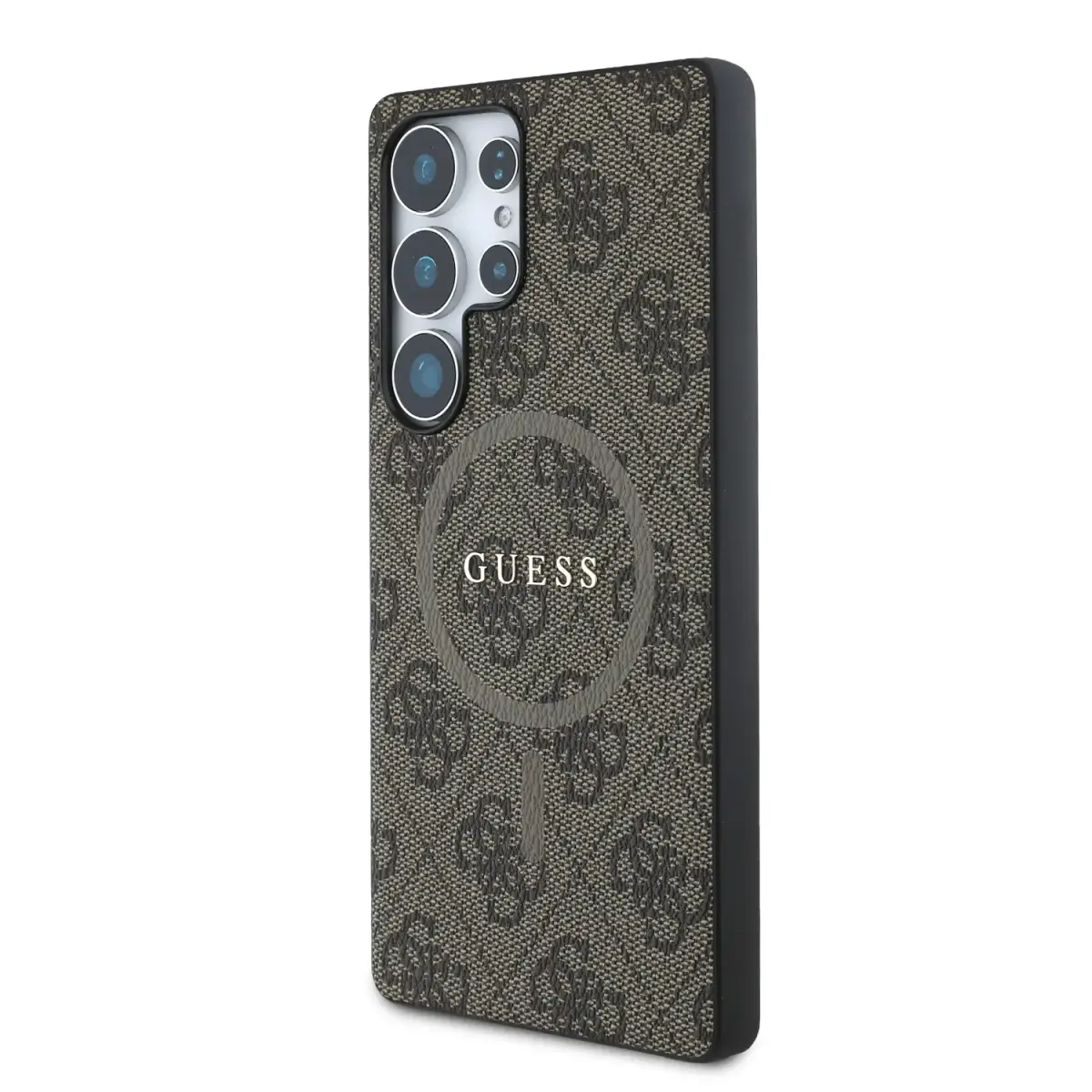 Guess PU Leather 4G Colored Ring MagSafe Case for Samsung Galaxy S25 Ultra Brown