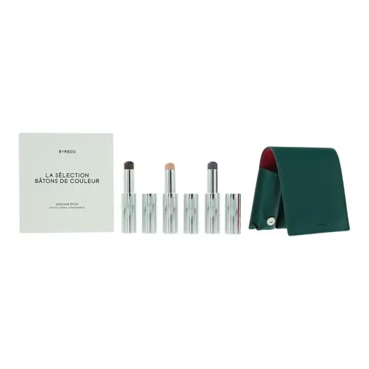 Deep Teal Set Byredo: Colour Stick, Multifunctional, Eyeshadow Stick, 509, Solar Flare, 3.5 g + Colour Stick, Multifunctional, Eyeshadow Stick, Kumato Face, 3.5 g + Colour Stick, Multifunctional, Eyeshadow Stick, Flower Play, 3.5 g + Byredo, GWP Leather Pouch