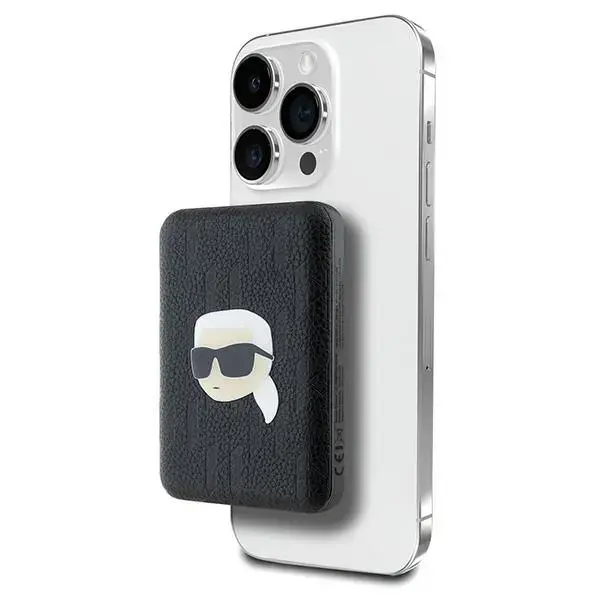Karl Lagerfeld KLPB5FPGKSKIHK Karl Head Pin ārējais akumulators (powerbank) | 5000 mAh | 16W | MagSafe | melns