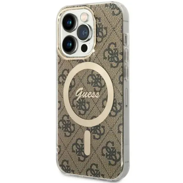 Guess GUHMP14LH4STW iPhone 14 Pro 6.1" brązowy|brown hardcase 4G MagSafe