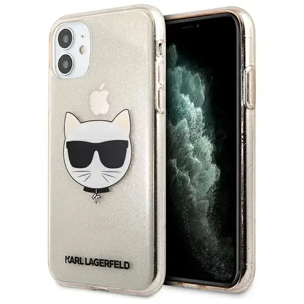 Karl Lagerfeld KLHCN61CHTUGLGO Choupette Head Glitter cover for Apple iPhone 11 gold