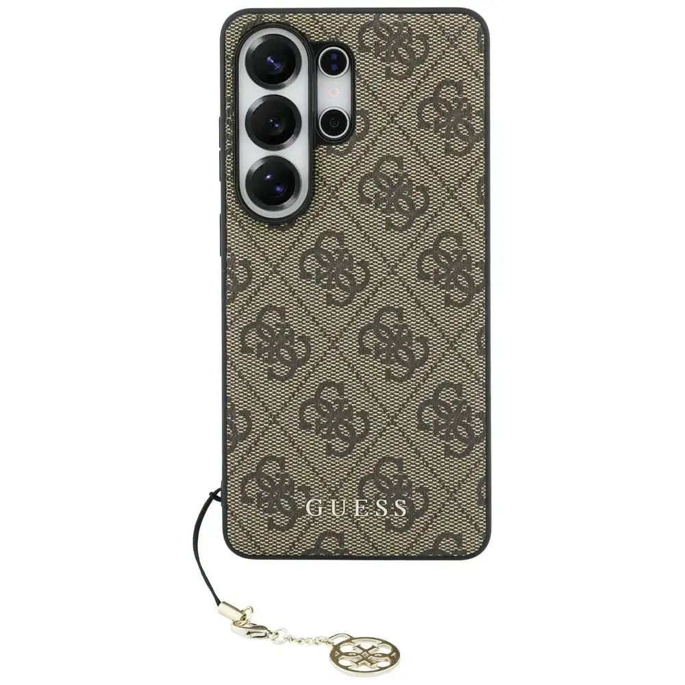 Guess 4G Classic Logo Charm maciņš ar MagSafe atbalstu telefonam Samsung Galaxy S26 Ultra (S948) brūns