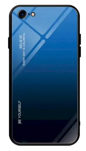 Fusion Gradient Glass Back Case Silikona Aizsargapvalks Priekš Apple iPhone 7 | 8 | SE 2020 Zils - Melns