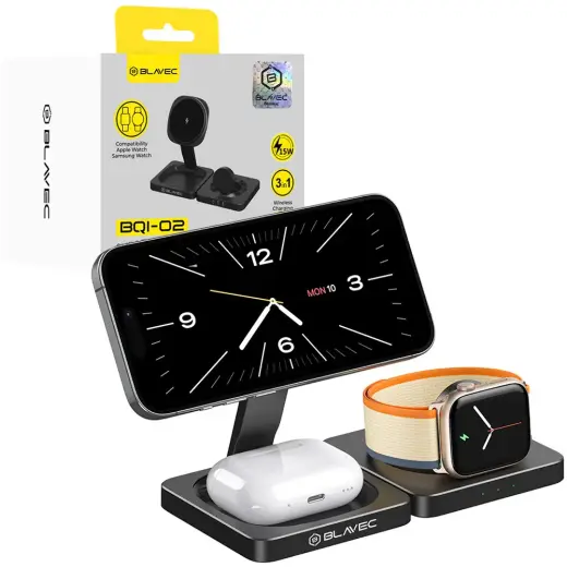 Blavec Induction charger BQI-02 Qi 15W magnetic Magsafe 3 in 1 Apple/Samsung Watch (BQI02-QIMB) black