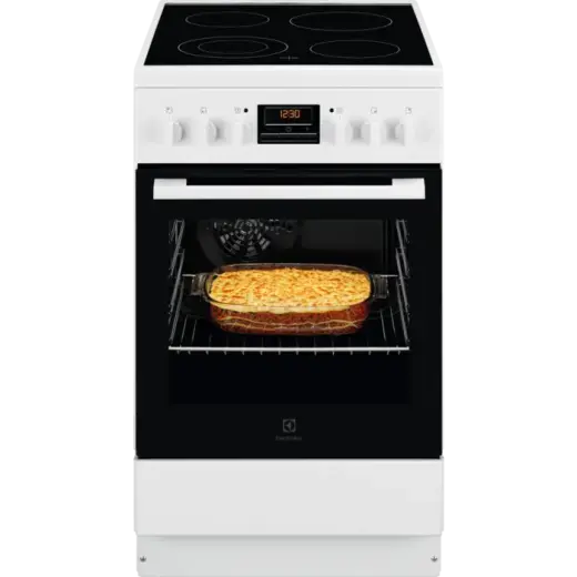 Electrolux elektriskā plīts ar elektrisko cepeškrāsni, balta, 50cm