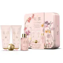 Luxur Bathing Set in Box (Peony, Peach & Raspberry) - Body Care Gift Set in a Tin.