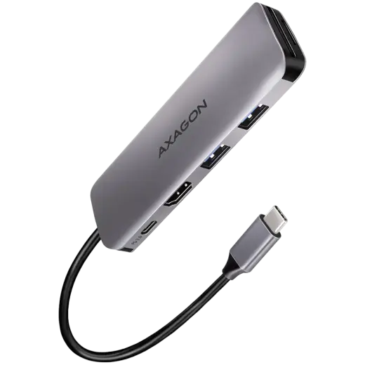 Multiport USB 3.2 Gen 1 hub. HDMI, card reader and Power Delivery. 20 cm USB-C cable.