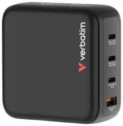 Зарядное устройство Verbatim Mini | 140W | GaN | USB-C, USB-A | с LCD дисплеем | с дисплеем