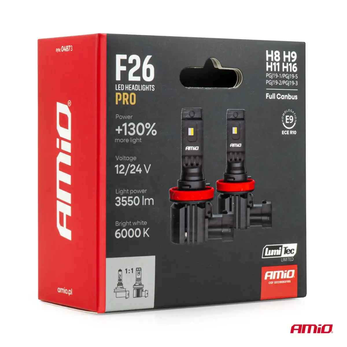 LED Headlights Serie F26 PRO LumiTec LIMITED +130% DUO FULL CANBUS H8 H9 H11 H16 12V 24V AMIO-04873