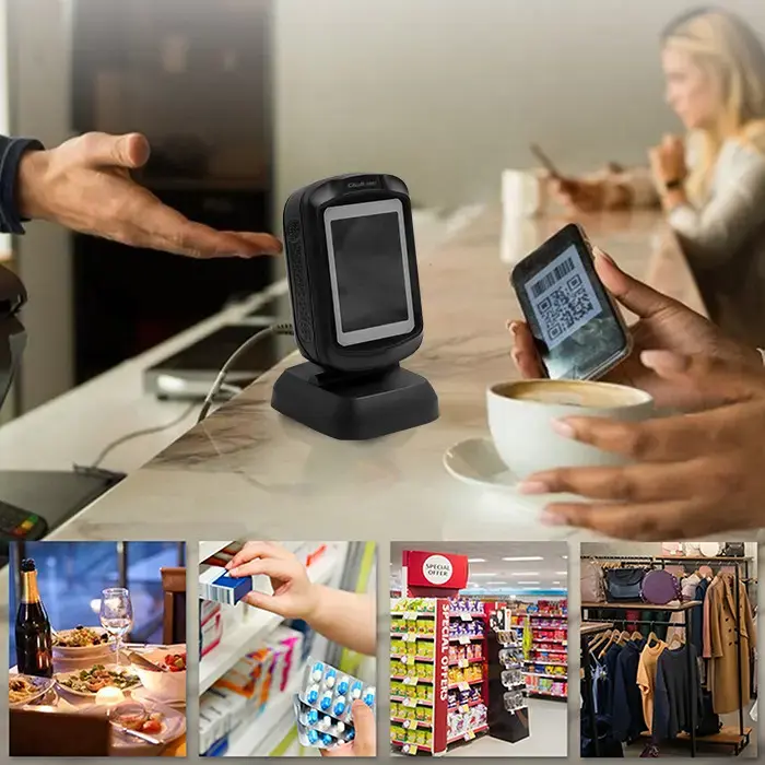 Qoltec Stationary barcode reader and QR code scanner | 1D 2D | USB | Fast