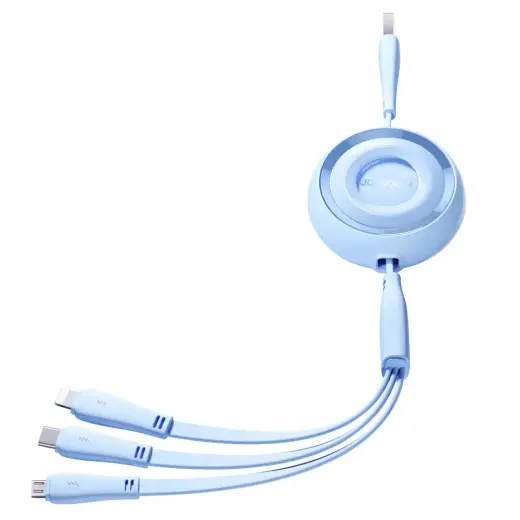 Joyroom S-A40 3-in-1 datu pārraides un uzlādes vads | USB-A uz USB-C, Lightning, Micro USB | 15W | 1m | zils