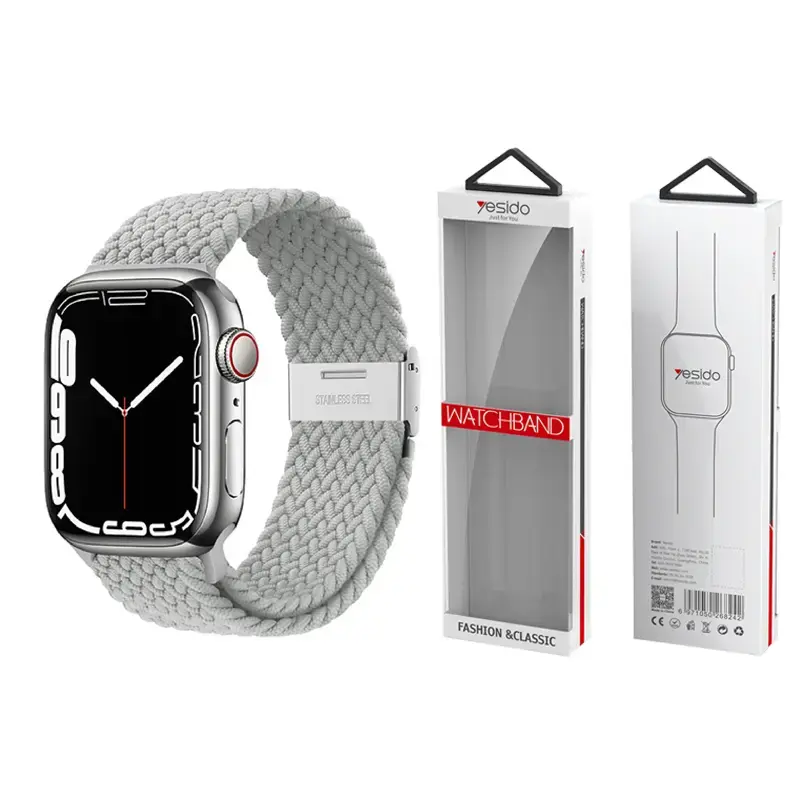 YESIDO WB23 APPLE WATCH BRAIDED STRAP 42/44/45 SILVER