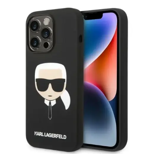 Karl Lagerfeld MagSafe Compatible Case Liquid Silicone Karl Head for iPhone 14 Pro Black