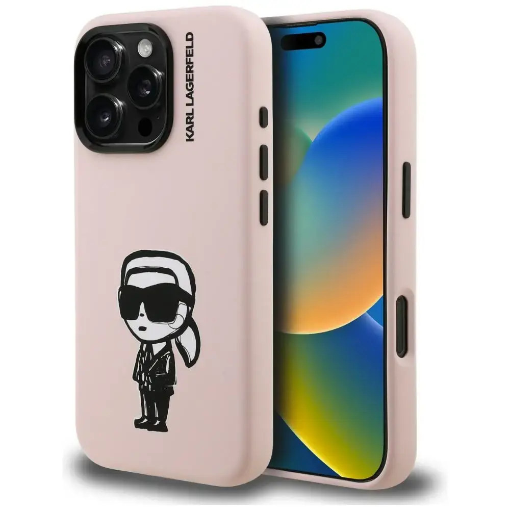Karl Lagerfeld Silicone Karl Sketch maciņš ar MagSafe atbalstu telefonam iPhone 16 Pro Max rozā