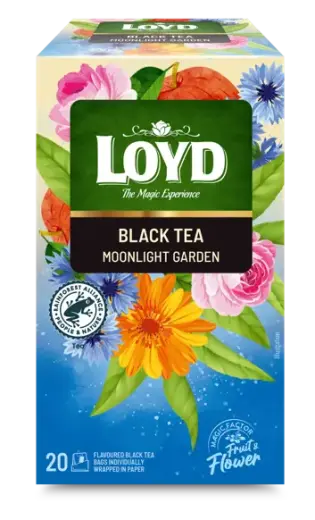 Aromatizēts melnās un zaļās tējas maisījums LOYD Moonlight Garden 20x1,75 g