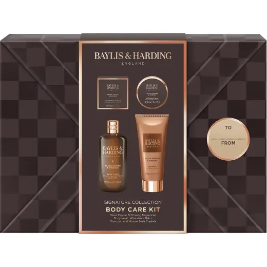 Baylis & Harding, Set Regalo Bellezza, Geschenkset Schwarzer Pfeffer & Ginseng Set Von 4 Stück (Set per La Cura Del Corpo)