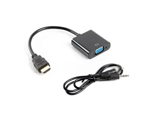 HDMI-A (M) -> VGA (F) + audio adapter on the cable