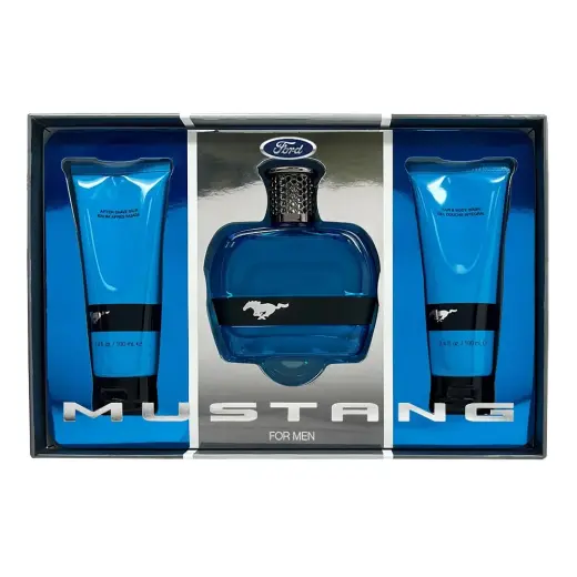 Set Ford: Mustang Blue, Eau De Toilette, For Men, 100 ml + Mustang Blue, Hydrating, After-Shave Balm, 100 ml + Mustang Blue, Hydrating, Body Wash, For Hair & Body, 100 ml