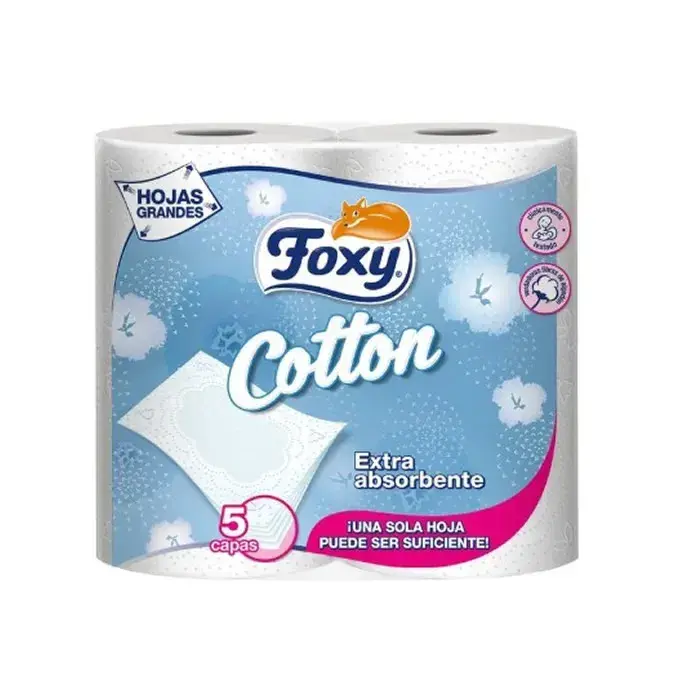FOXY Cotton Toilet Paper, 5-Ply, 4 Rolls