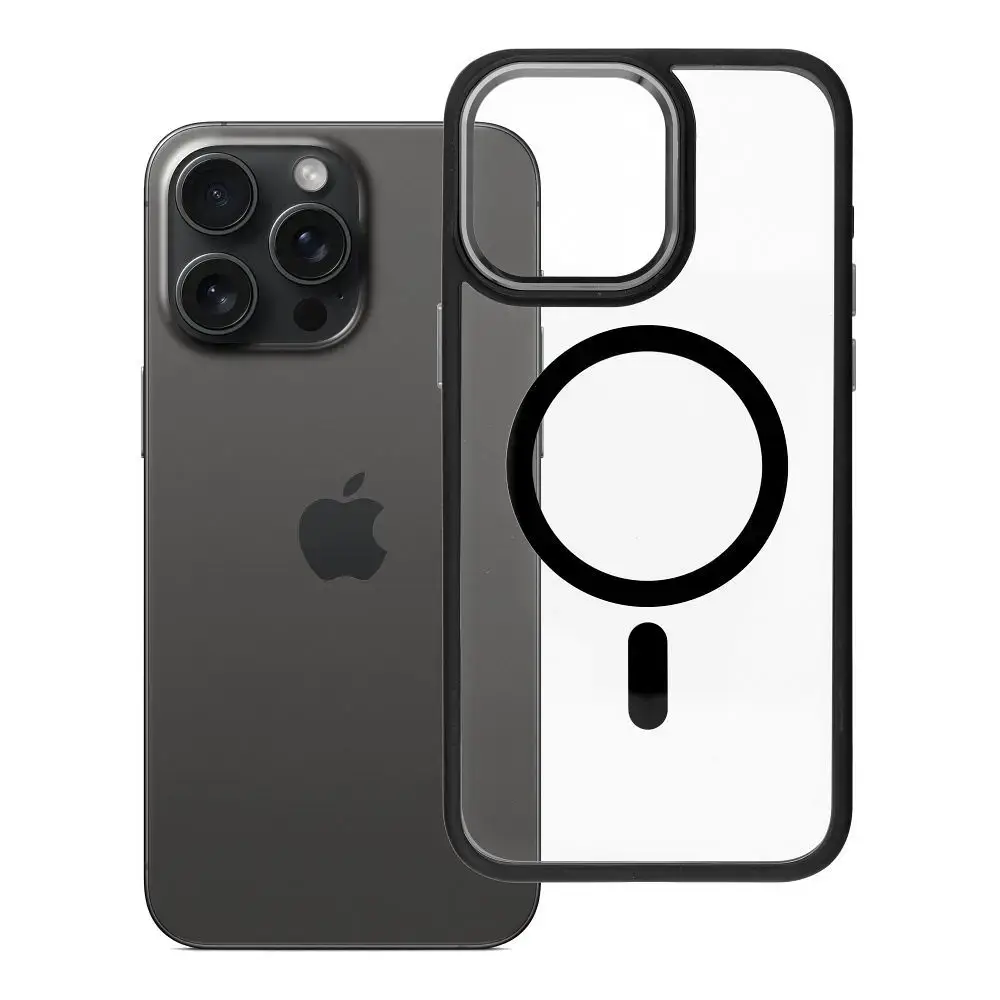 ROAR Mag Bumper maciņš ar MagSafe atbalstu telefonam iPhone 15 Pro Max melns