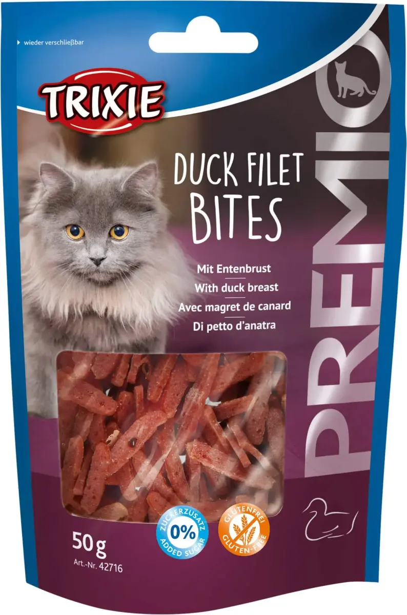 Gardumi kaķiem : Trixie Premio Duck Filet Bites, 50 g