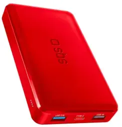 SBS ārējais akumulators (powerbank) | 10 000 mAh | 10W | USB-A, USB-C | sarkans